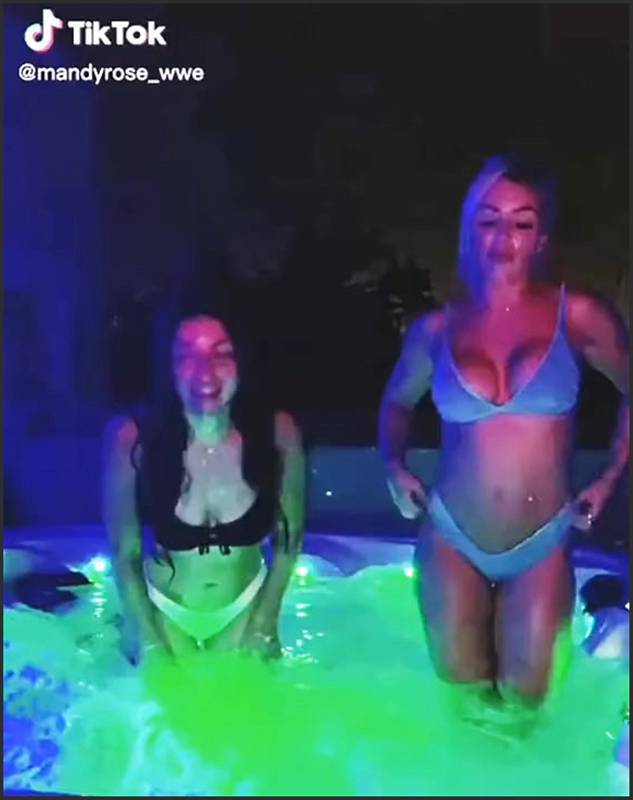 Mandy Rose knees and on the teen mouth